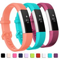 GEAK Compatible with Fitbit Alta and Alta HR Band, Soft Classic Accessories Sport Bands Compatible for Fitbit Alta HR/Fitbit Ace,Coral Fuchsia and Teal,Large