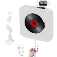 KECAG KC-809 CD Player Portable Wall Mountable with Bluetooth 4.2 FM Radio USB/TF/AUX MP3 Remote Control LED Display Sleep Timer, White (Highest Upgraded)