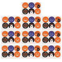 dailymall 10 Sheets Halloween Stickers Round Pumpkin Skull Stickers Candy Bags Labels for Halloween Party Gift Supplies