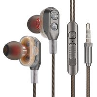 Earbuds, LFXD Four-Nuclear Power in-Ear Headphones with Microphone,Perfect for iPhone Samsung iPad and Most Android Phones (Grey)
