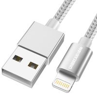 UNBREAKcable iPhone Charger Lightning Cable - [Apple MFi Certified] Double Nylon Braided iPhone Cable Compatible with iPhone Xs XS Max XR X/iPad/iPod - 1M 3.3ft Silver Grey