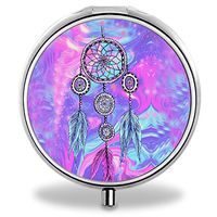 Compact 3 Compartment Medicine Case, IMLONE Customized Dream Catcher Design Pill Organizer Metal Pill Box Pill Container for Purse, Travelling and Daily Needs