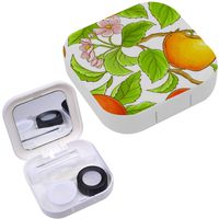 Portable Contact Lens Case Box Travel Kit Mirror + Bottle + Tweezers Container Holder [ Apple ]