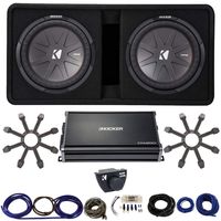 Kicker 43DCWR122 12" CompR Box w/ 43CXA12001 Amplifer Grills Bass Knob & Kit