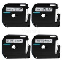 Molshine Compatible Non-Laminated M Tape,Replacement for Brother P-Touch M231 MK231 M-K231, Black on White,12mm x 8m(1/2 inch x 26.2 feet),4 Pack