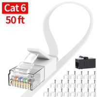 Ethernet Cable 50 ft, Jaremite Cat6 Network Internet LAN Cable 50ft for Modem, Router, PS4, Xbox (Flat, White)