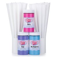 Cotton Candy Express 6006 Fun Pack | Kit Features Cherry, Blue Raspberry & Grape Floss Sugars (11 oz Each) &, 3 Flavors with Cones
