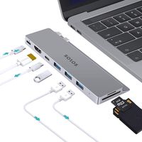 USB C Hub, SOLOS 8 in 1 USB C to HDMI Laptop Docking Station with PD Port, HDMI, Type C, 3 USB 3.0, SD TF Card Ports Compatible with MacBook Air 2019/2018 and MacBook Pro 2018/2017/2016