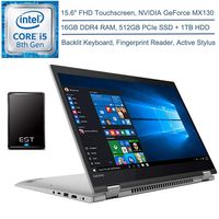 2020 Lenovo Flex 5 15 2-in-1 15.6" FHD Touchscreen Laptop Computer, 8th Gen Intel Quad-Core i5-8250U, 16GB DDR4 RAM, 512GB PCIe SSD + 1TB HDD, GeForce MX130, Windows 10 + EST 500GB External Hard Drive