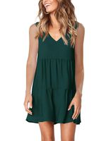 Amoretu Women Summer T Shirt Dresses Beach Cover Up Deep V Tank Dress Green S