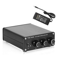2 Channel Stereo Audio Amplifier Receiver Mini Hi-Fi Class D Integrated Amp 2.0CH for Home Speakers 100W x 2 with Bass and Treble Control TPA3116(with Power Supply) - Fosi Audio TB10A
