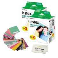 Fujifilm Instax Square Instant Film and Stickers for The Fujifilm instax Square Instant Camera + Quality Photo Microfiber Cloth. 40 Films