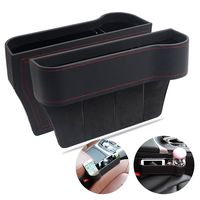 VVHOOY Car Seat Gap Filler,PU Leather Seat Console Organizer Pocket, Car Seat Catcher Between Seats Organizer for Wallet Cellphone Coins Keys Cards Drink Cups Candy Glasses Holder Box (2 Pack,Black)