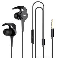 Headphone with Mic, Stereo Headphones in Black, BYZ Earbuds, in-Ear Headphones, Earbuds with Mic and Volume Control, Wired in-Ear Compatible for iOS or Android or Laptop and etc.