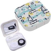 Portable Contact Lens Case Box Travel Kit Mirror + Bottle + Tweezers Container Holder [ Sea ]