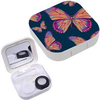 Portable Contact Lens Case Box Travel Kit Mirror + Bottle + Tweezers Container Holder [ Butterfly ]