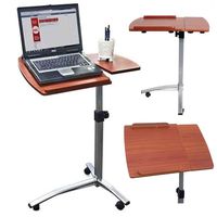 FCH Rolling Laptop Desk Cart with Casters Angle Height Adjustable Laptop Notebook Side Table Stand,Brown