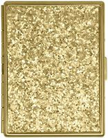 Gold Glitter Compact (9 Kings) Metal-Plated Cigarette Case & Stash Box