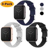 EZCO 3-Pack Sport Bands Compatible with Fitbit Versa/Versa 2 / Versa Lite, Waterproof Soft Silicone Breathable Sport Watch Strap Replacement Wristband Accessories Women Man for Versa Smart Watch