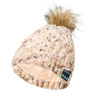 Wireless Bluetooth Beanie for Women, Happy-top Soft Keep Warm Hat with Wireless Stereo Headphone Headset Speaker Mic Hands Free for Running Skiing Skating Hiking (Beige)