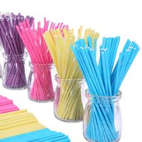 Colored Lollipop Sticks 100 Count 6 inch (Blue, White, Purple, Yellow, Rose-red) (100)