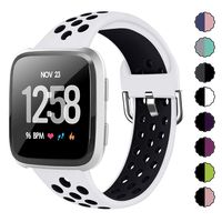 XIMU Sport Bands Compatible with Fitbit Versa/Versa 2 / Versa Lite, Soft Silicone Waterproof Breathable Sport Watch Strap Replacement Wristband Accessories Women Man for Versa Smart Watch