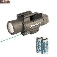 Olight Baldr Pro Green Laser and LED Light Combo, 1350 Lumen CW LED Flashlight, Quick Release Mount, 2 x CR123A Batteries and LegionArms Sticker (1- Desert Tan (FDE))