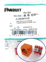 (Pack of 5) CJ5E88TOR Panduit Mini-Com TX-5e Module, Cat5e UTP Modular Jack, Rj-45 T568A/B Wiring Scheme, Orange