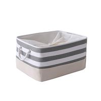 TheWarmHome Storage Basket with Lids Fabric Basket Decorative Storage Basket Storage Bin Basket for Storage Cloth Basket Dog Toy Basket Gift Basket(Grey&White Stripes,17.7L×13.8W×9.8H)