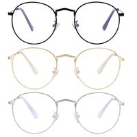 Blue Light Blocking Glasses for women Man Round Metal Anti Blue Ray for Computer Harmful Ray UV Blocker Gaming Glasses (3PC-Gold/Silver/Black)