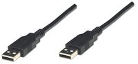 Manhattan 306089 Hi-Speed USB A Device Cable, USB 2.0, Type-A Male to Type-A Male, 480 Mbps, 1.8 m (6 ft.), Black
