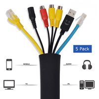 Monkeybrother Flexible and Adjustable Electrical Wire Organizer Connection Cable Sleeve Wrap Cover Cable Cord Organizer,Management System for TV/Computer/Home Entertainment 5 Pack-20"