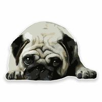 2 x 15cm/150mm Cute Pug Dog Vinyl Sticker Decal Laptop Car Travel Luggage Label Tag #9556