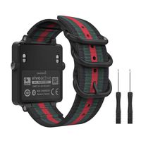 MoKo Watch Band for Garmin Vivoactive Acetate, Fine Woven Nylon Adjustable Replacement Strap for Garmin Vivoactive/Vivoactive Acetate Sports Smart Band - Black & Green & Red