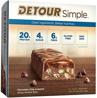 Detour Simple Whey Protein Bar, Chocolate Chip Caramel, 2.1 Ounce, 12 Count