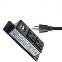 Desk Power Socket with USB Port, Recessed 2 Plugs Outlets, Power Strip 6.6 ft Extension Cord Mountable Under Table Wall Mounting