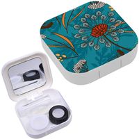 Portable Contact Lens Case Box Travel Kit Mirror + Bottle + Tweezers Container Holder [ Floral ]