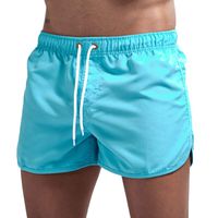 haoricu Men's Beach Shorts Quick Dry Surfing Swim Trunks Elastic Drawstring Shorts Multi-Color Optional Light Blue