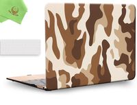 UESWILL 2in1 Rubberized Unique Pattern Solid Hard Shell Case with Clear Keyboard Cover for MacBook 12 inch with Retina Dsiplay (Model: A1534) + Microfibre Cleaning Cloth,Camo/Brown