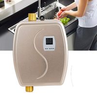 Water Heater Electric Tankless Instant Hot Kitchen Washing Faucet 3000W 110V (Gold)