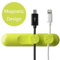 Slash Desktop Cable Clips & Cord Management with Magnetic Design: Magnetic Cable Organizer with 3-pack Cable Buckles (Light Green) S10015