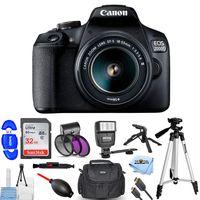 Canon EOS 2000D / Rebel T7 with EF-S 18-55mm III Lens Pro Bundle with 32GB SD, Flash, Filter Kit Tripods, Gadget Bag and More [International Version]