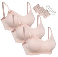 HOFISH Women's Wireless Maternity Nursing Bra Adjustable 3PCS/Pack Pink 2XL