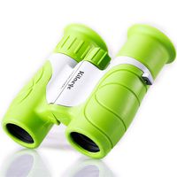 Binoculars 8X21 kit with Neck Strap for Kids Boys Girls Outdoor Sports Bird Watching Hunting Hiking Children Birthday Presents All Real Optical Glass Lens Green Plastic Body Lightweight