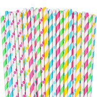 Hestya 200 Pieces Easter Paper Straws Biodegradable Drinking Straws Dot and Striped Paper Straws for Easter Party Supplies