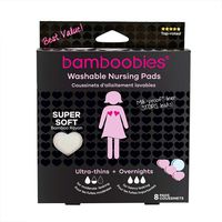 Bamboobies Nursing Pads for Breastfeeding | Reusable Breast Pads | Perfect Baby Shower Gifts | 4 Pairs| 3 Regular Pairs + 1 Overnight Pair