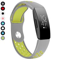 Replacement Bands for Fitbit Inspire HR, Silicone Sport Strap Compatible with Fitbit Inspire/Inspire HR/Ace 2 (Grey Yellow)