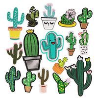 Libiline Kid Embroidered Patch Cactus Sew On/Iron On Patch Applique Clothes Dress Plant Hat Jeans Sewing Flowers Applique DIY Accessory (Cactus)