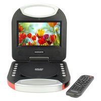 Magnavox - 7 Inch Portable DVD Player with Remote Control and Car Adapter, TFT Screen, CD Player, Red