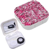 Portable Contact Lens Case Box Travel Kit Mirror + Bottle + Tweezers Container Holder [ Snake Skin ]